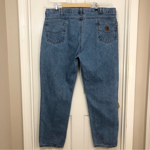 Carhartt Cotton B18-STW Men’s Traditional Fit Denim Blue Jeans 44 X 32 - Picture 2 of 14